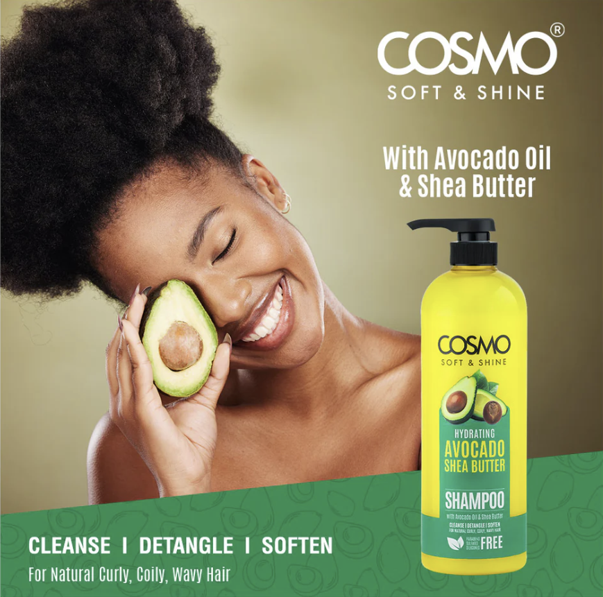 WHOLESALE (24 PER CARTON)  SHAMPOO 480ML AVOCADO & SHEA BUTTER (SOFT & SHINE) (COSMO SERIES) [COM33103425]