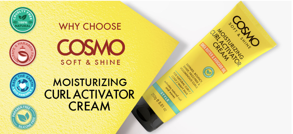 WHOLE SALE (72 PER CARTON)  MOISTURIZING CURL ACTIVATOR CREAM STYLE – 250ML COSMO SOFT & SHINE (TUBE) (COSMO SERIES) [COM33101970]